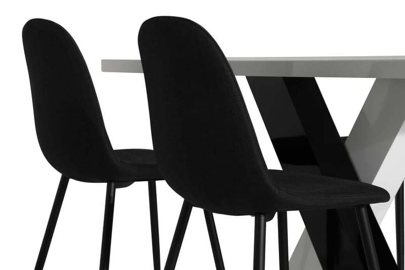 ESSUNGA Matbord Vit/Svart + 4 NIKOLAS Stol Svart - Matgrupp & matbord med stolar