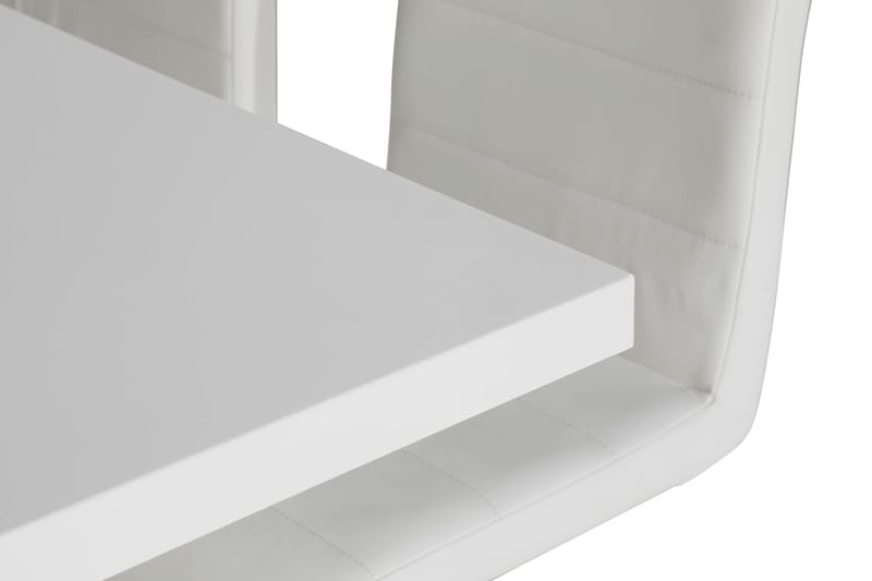 ESSUNGA Matbord Vit/Svart + 4 SALA Stol Svart PU/Krom - Möbler - Matplats - Matgrupp & matbord med stolar