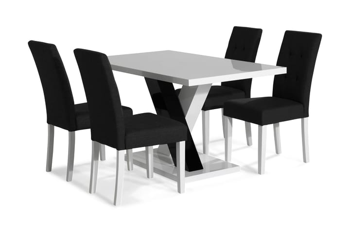 ESSUNGA Matbord Vit/Svart + 4 STILO Stol Svart PU - Matgrupp & matbord med stolar