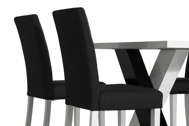 ESSUNGA Matbord Vit/Svart + 4 STILO Stol Svart PU - Möbler - Matplats - Matgrupp & matbord med stolar