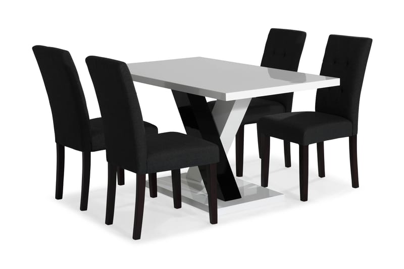 ESSUNGA Matbord Vit/Svart + 4 STILO Stol - Matgrupp & matbord med stolar