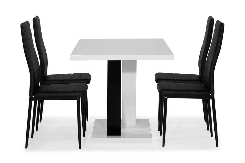 ESSUNGA Matbord Vit/Svart + 4 TEKLA Stol - Matgrupp & matbord med stolar