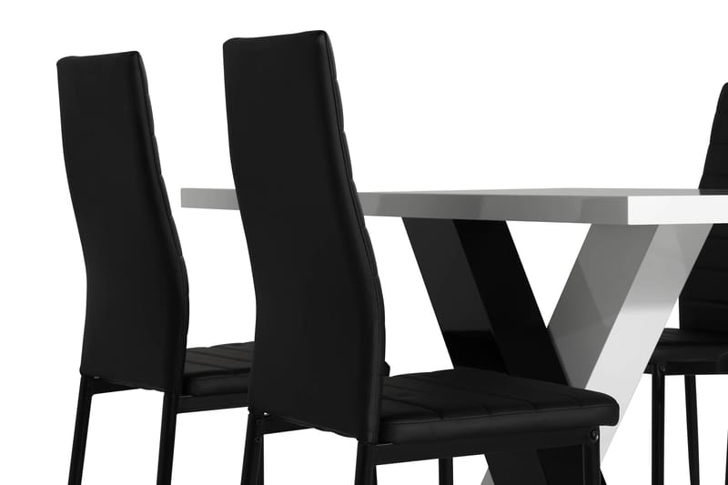 ESSUNGA Matbord Vit/Svart + 4 TEKLA Stol - Matgrupp & matbord med stolar