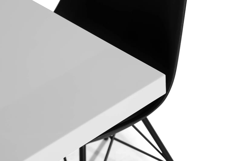 ESSUNGA Matbord Vit/Svart + 4 ZENIT Stol Svart PU - Matgrupp & matbord med stolar