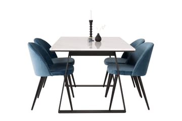 Estelle Matgrupp 140 cm Rektangulär med 4 Velvet stolar - Möbler - Matplats - Matgrupp & matbord med stolar