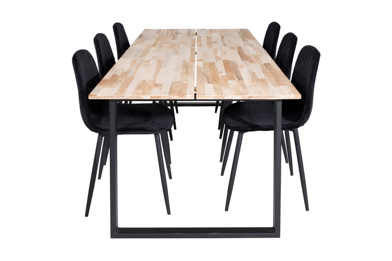 EWAN Matbord Trä/Svart + 6 SOBRIDO Stolar Svart - Möbler - Matplats - Matgrupp & matbord med stolar