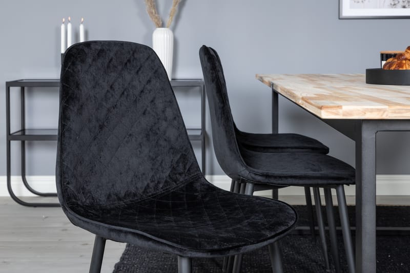 EWAN Matbord Trä/Svart + 6 SOBRIDO Stolar Svart - Möbler - Matplats - Matgrupp & matbord med stolar