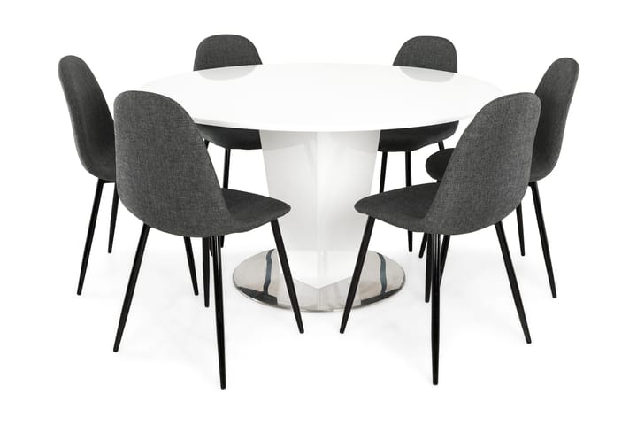 FACETTE Bord + 6 NIKOLAS Stolar Grå/Svart - Matgrupp & matbord med stolar