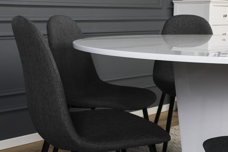 FACETTE Bord + 6 NIKOLAS Stolar Grå/Svart - Matgrupp & matbord med stolar