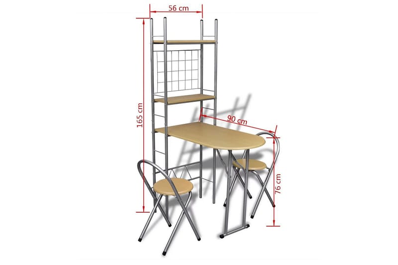 Fällbart frukost bar set med 2 stolar - Brun - Matgrupp & matbord med stolar