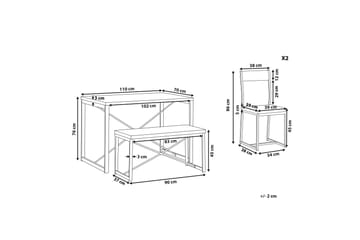 Flixton Matgrupp 110 cm Inkl 2 stolar + Bänk - Ljusbrun/Svart - Möbler - Matplats - Matgrupp & matbord med stolar