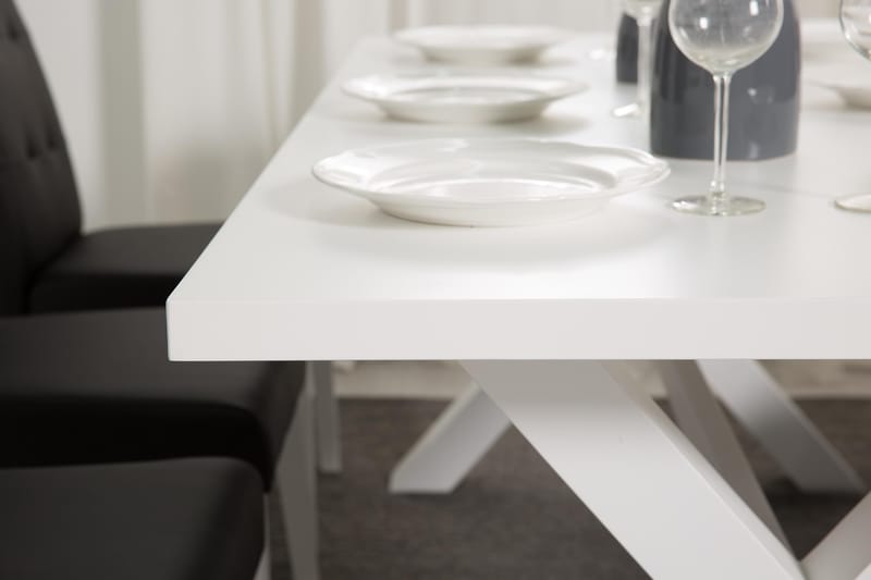 FRESNO Matbord 180 Vitlack + 6 STILO Stol - Matgrupp & matbord med stolar
