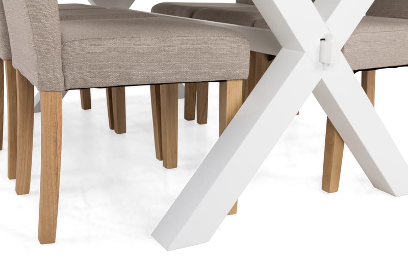 FRESNO Matbord + 6 STILO Stol Vit/Beige/Ek - Matgrupp & matbord med stolar