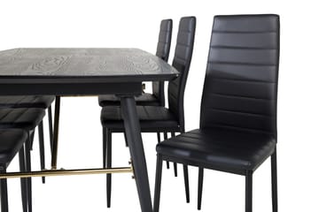 Gold Matgrupp Förlängningsbar 180-220 cm Rektangulär med 6 Slim stolar - Möbler - Matplats - Matgrupp & matbord med stolar
