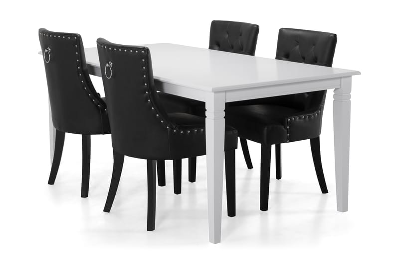 HAILEY Bord + 4 CARMINE Stol Vit/Svart - Matgrupp & matbord med stolar
