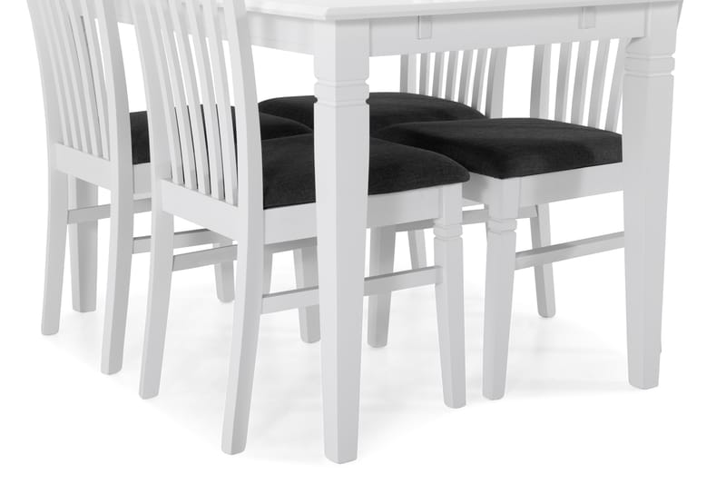 HAILEY Bord + 4 LEVIDE Stol Vit - Matgrupp & matbord med stolar