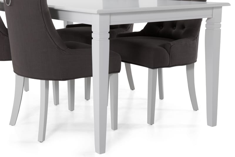 HAILEY Bord + 6 COLFAX Stol Vit/Mörkgrå - Matgrupp & matbord med stolar
