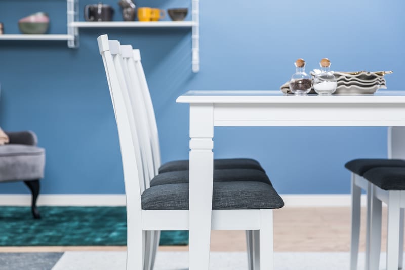 HAILEY Bord + 6 LEVIDE Stol Vit/Grå - Matgrupp & matbord med stolar