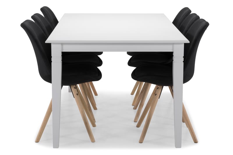 HAILEY Bord + 6 MARION Stol Vit/Mörkgrå - Matgrupp & matbord med stolar