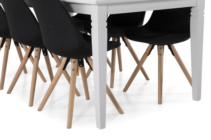 HAILEY Bord + 6 MARION Stol Vit/Mörkgrå - Matgrupp & matbord med stolar