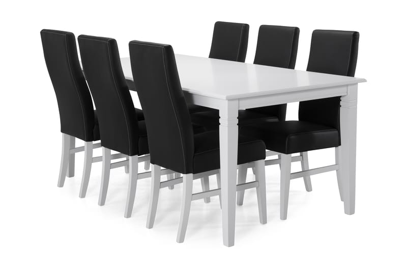 HAILEY Bord + 6 MATTIA Stol Vit/Svart - Matgrupp & matbord med stolar