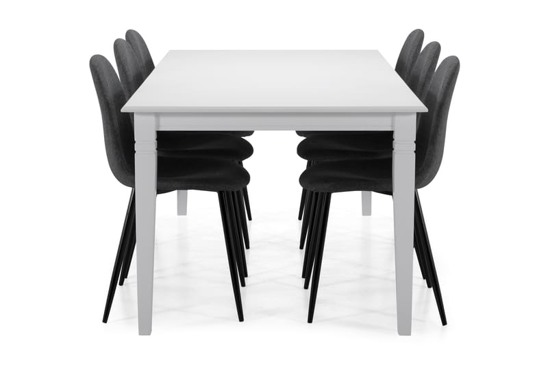 HAILEY Bord + 6 NIKOLAS Stol Grå/Svart - Matgrupp & matbord med stolar