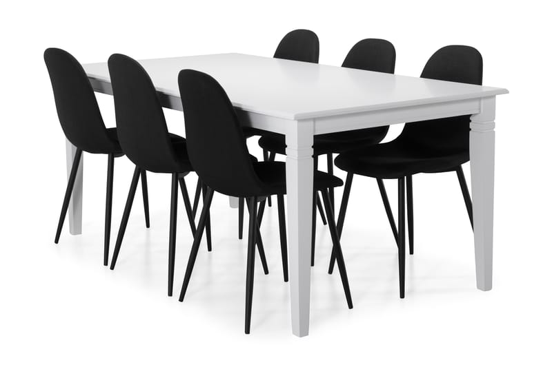 HAILEY Bord + 6 NIKOLAS Stol Svart - Matgrupp & matbord med stolar