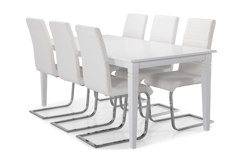 HAILEY Bord + 6 SALA Stol Vit - Matgrupp & matbord med stolar