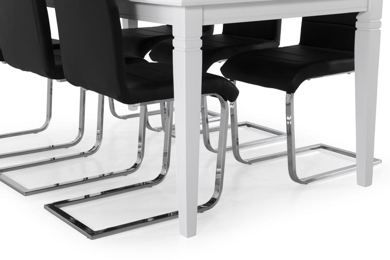 HAILEY Bord + 6 SALA Stol Vit/Svart/Krom - Matgrupp & matbord med stolar