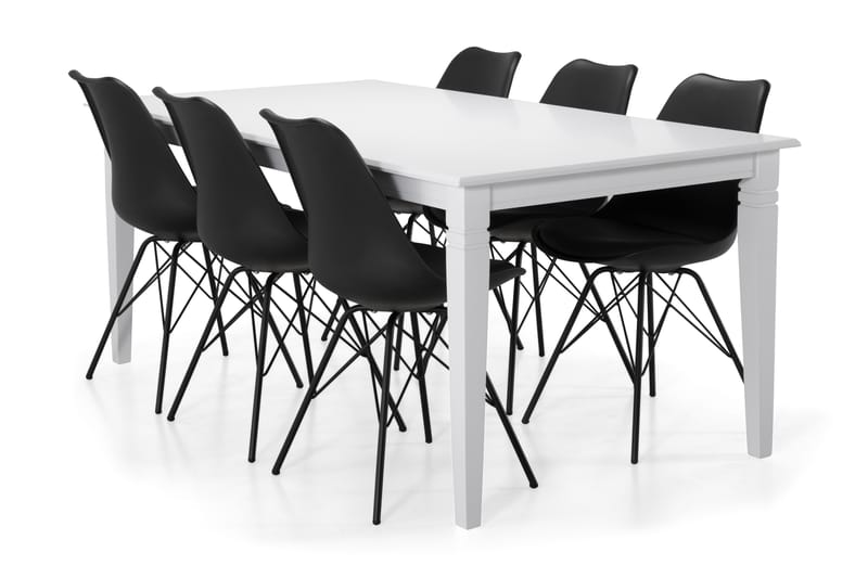 HAILEY Bord + 6 ZENIT Stol Svart - Matgrupp & matbord med stolar