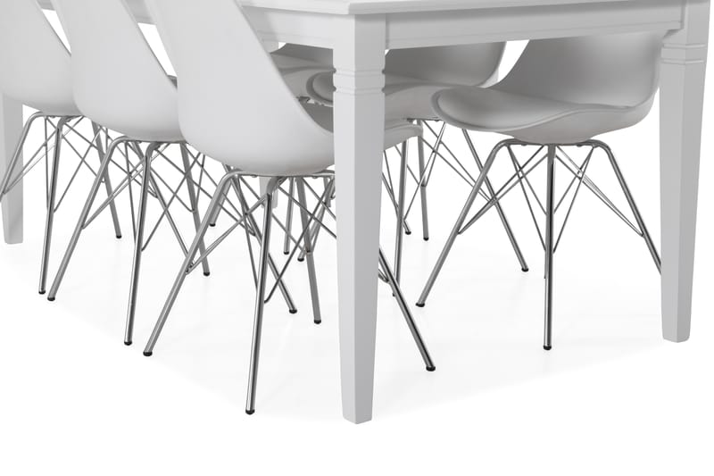 HAILEY Bord + 6 ZENIT Stol Vit/Krom - Matgrupp & matbord med stolar