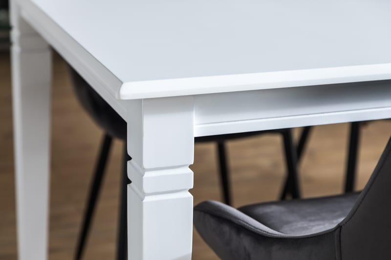 HAILEY Förlängningsbart Matbord 180 Vit + 6 VIKEN Stol Grå - Matgrupp & matbord med stolar