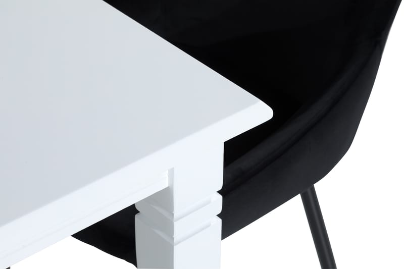 HAILEY Förlängningsbart Matbord 180 Vit + 6 VIKEN Stol Svart - Matgrupp & matbord med stolar