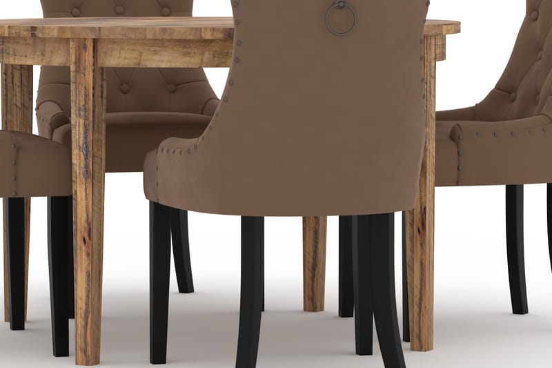 HARBAND Matbord 120 cm Runt Vit med 4st VIKTORIA Matstol - Matgrupp & matbord med stolar