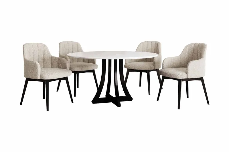 Hollan Matgrupp Rund Beige|Vit|Svart