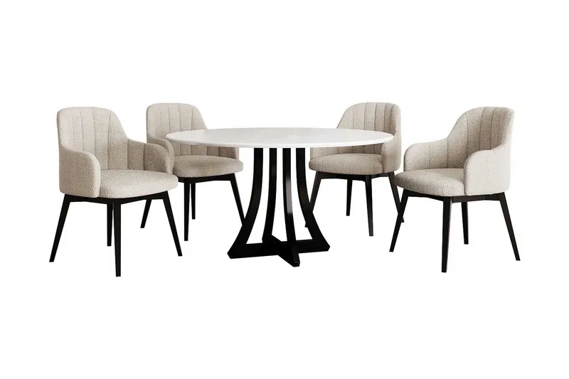 Hollan Matgrupp Rund Beige|Vit|Svart