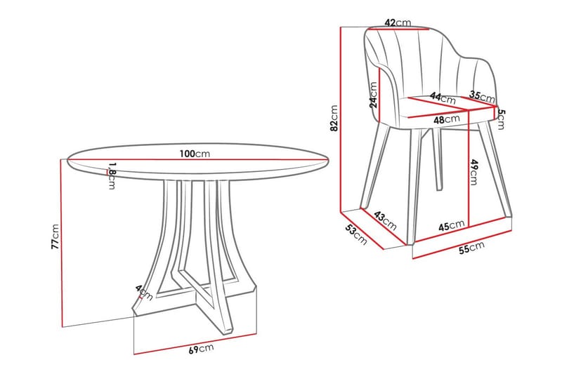 Hollan Matgrupp Rund Beige|Vit|Svart - Möbler - Matplats - Matgrupp & matbord med stolar