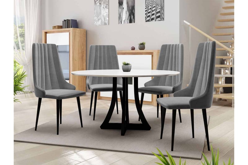 Hollan Matgrupp Rund Grå - Möbler - Matplats - Matgrupp & matbord med stolar