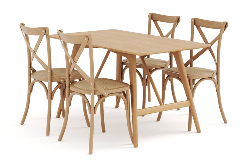 HULSIG Matbord 140 cm med FORTEILAND Matstolar - Möbler - Matplats - Matgrupp & matbord med stolar