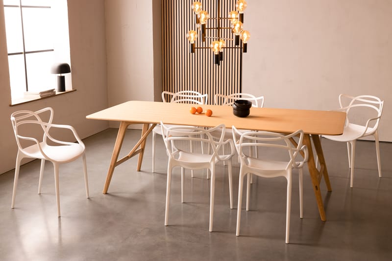 HULSIG Matbord 220  + 6 DEEMS Karmstol - Matgrupp & matbord med stolar