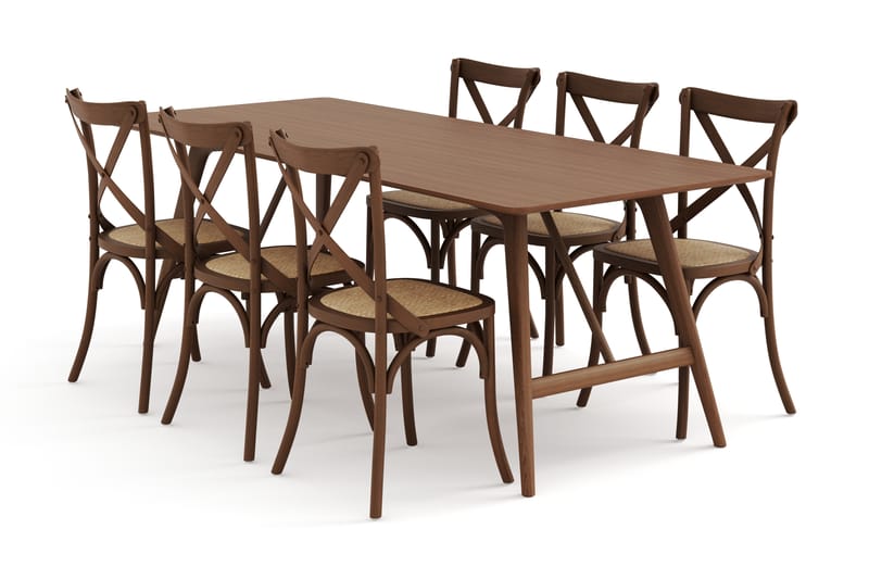 HULSIG Matbord 220 cm med FORTEILAND Matstolar - Möbler - Matplats - Matgrupp & matbord med stolar