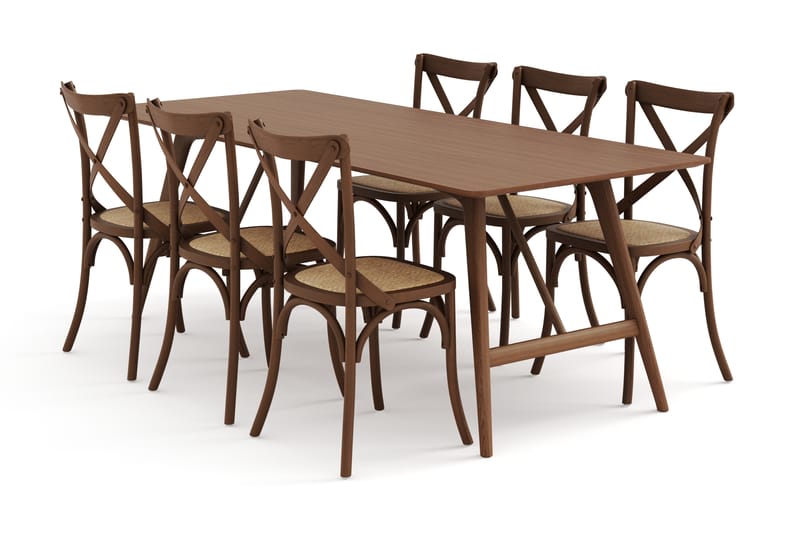 HULSIG Matbord 220 cm med FORTEILAND Matstolar - Matgrupp & matbord med stolar