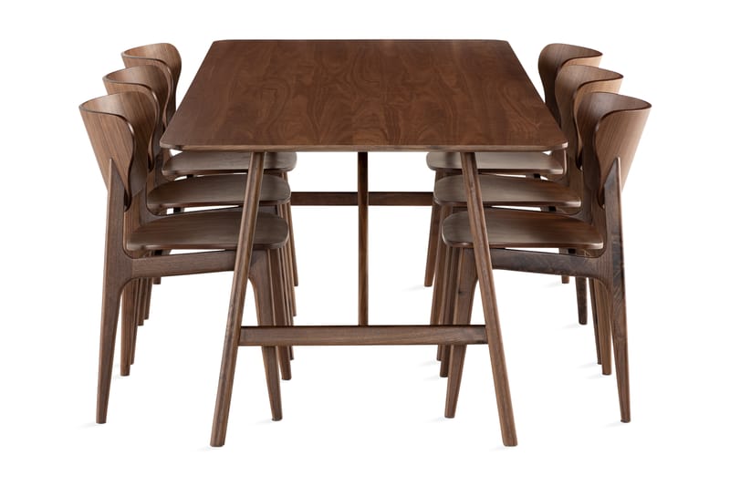HULSIG Matgrupp 220 cm inkl 6 Stolar Valnöt - Möbler - Matplats - Matgrupp & matbord med stolar