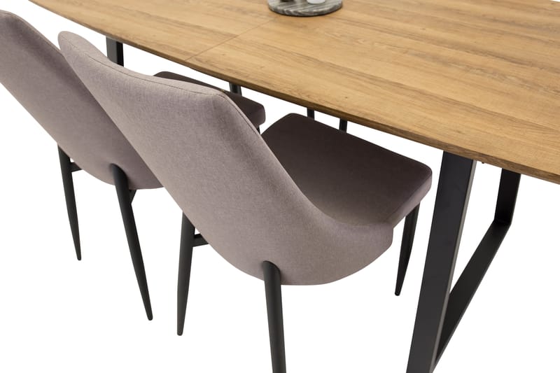 IBEN Förlängningsbart Matgrupp med 4 JAMPE Köksstol Brun/Bei - Matgrupp & matbord med stolar