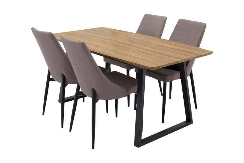 IBEN Förlängningsbart Matgrupp med 4 JAMPE Köksstol Brun/Bei - Matgrupp & matbord med stolar