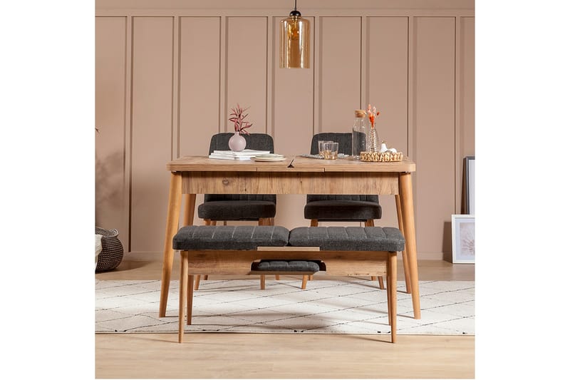 Idehult Matgrupp 4 delar 75 cm - Trä/natur/Antracit - Möbler - Matplats - Matgrupp & matbord med stolar