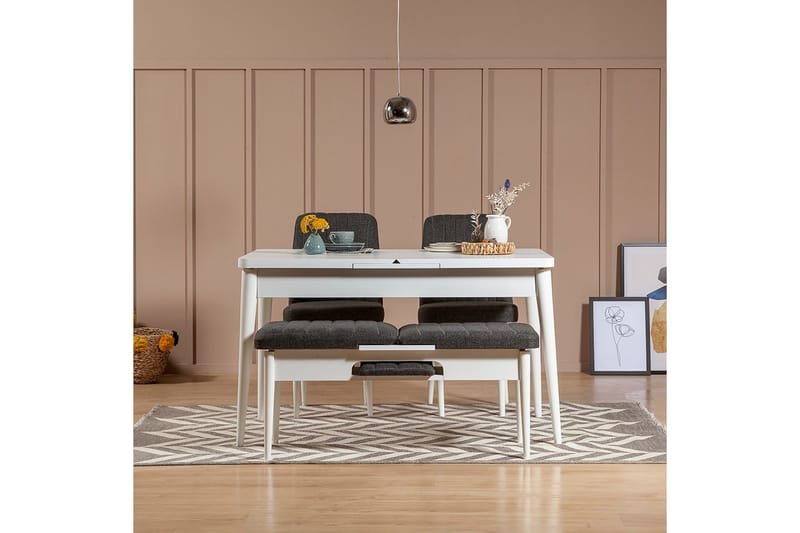 Idehult Matgrupp 4 delar 75 cm - Vit/Antracit - Möbler - Matplats - Matgrupp & matbord med stolar