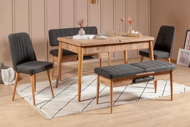 Idehult Matgrupp 5 delar 75 cm - Trä/natur/Antracit - Möbler - Matplats - Matgrupp & matbord med stolar