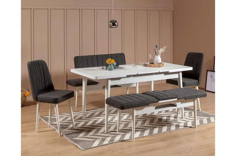 Idehult Matgrupp 5 delar 75 cm - Vit/Antracit - Möbler - Matplats - Matgrupp & matbord med stolar