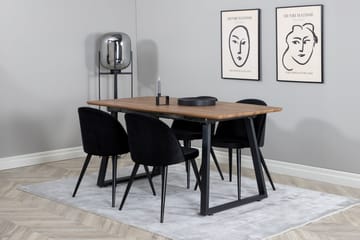 Inca Matgrupp 160 cm Rektangulär med 4 Velvet stolar - Möbler - Matplats - Matgrupp & matbord med stolar
